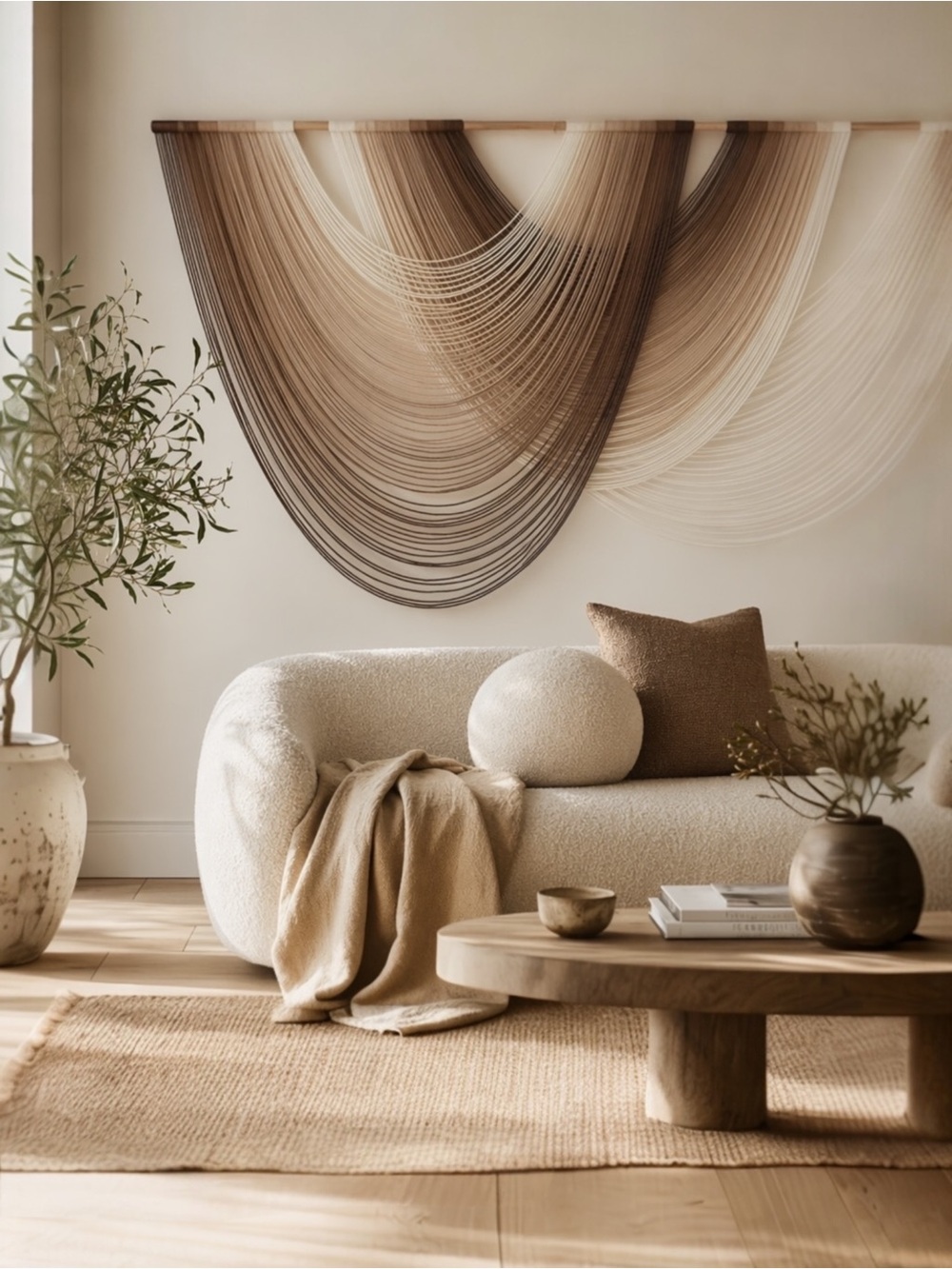 NEW Anthropologie XL Boho Tapestry Macrame Brown Dyed Yarn Wall Hanging 57 x 40